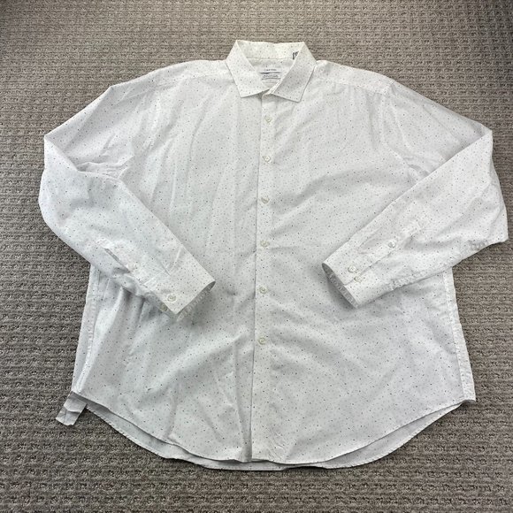 Calvin Klein Dress Shirt Men 18.5 36/37 White Slim Fit Non-Iron Formal Casual - Picture 1 of 10